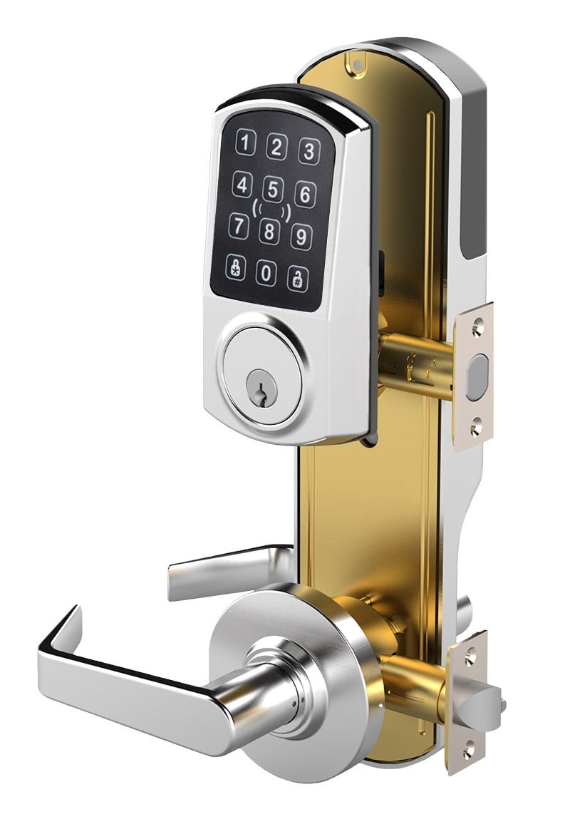 TrueSecure "WP" Interconnected | Commercial Smart WiFi Lock | Mifare, Keypad, BLE w Mobile | Black Finish | (non-handed)